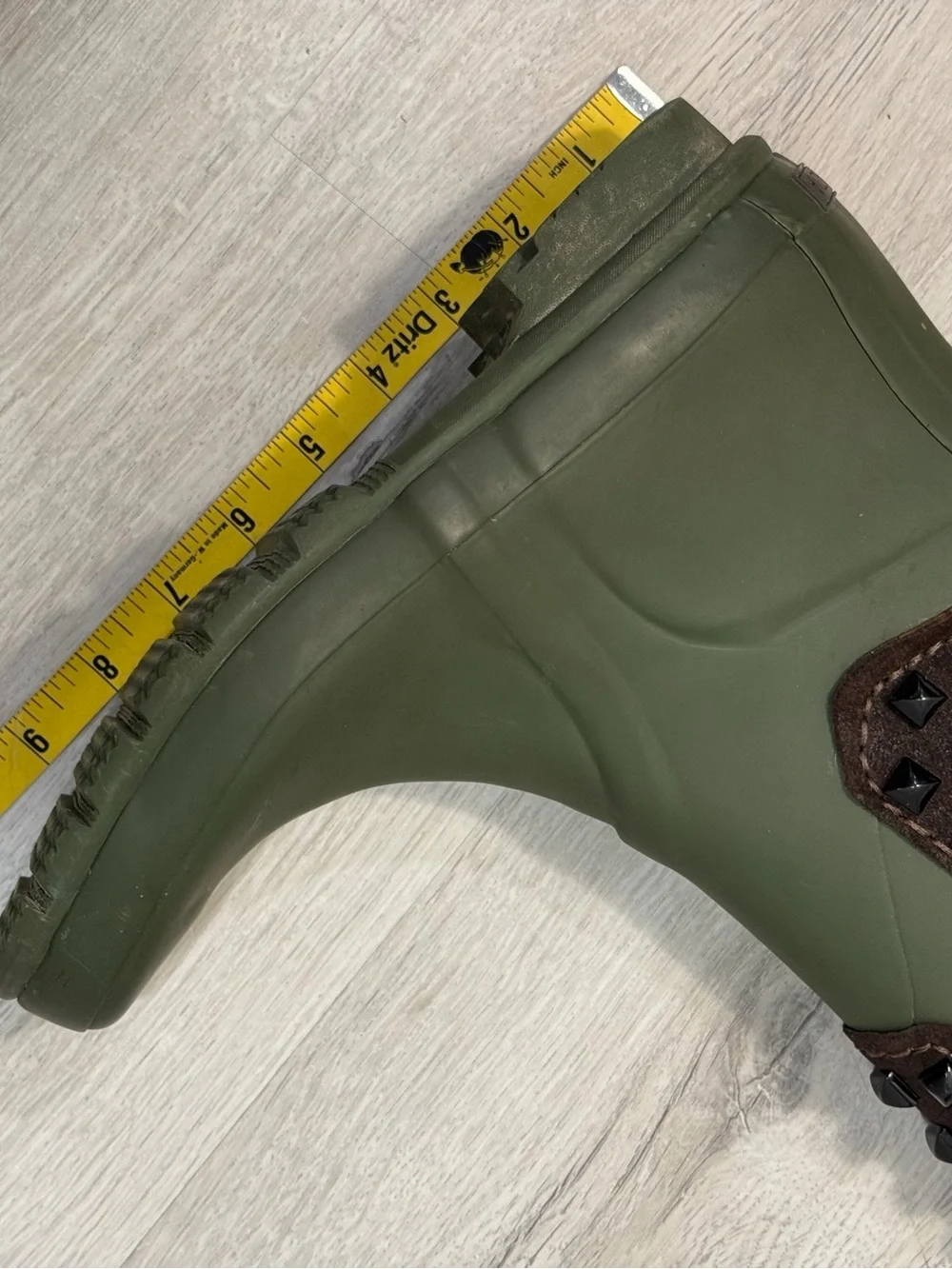 BCBGMaxAzria Dark Olive Green Studded Tall Rain Boots Size 9